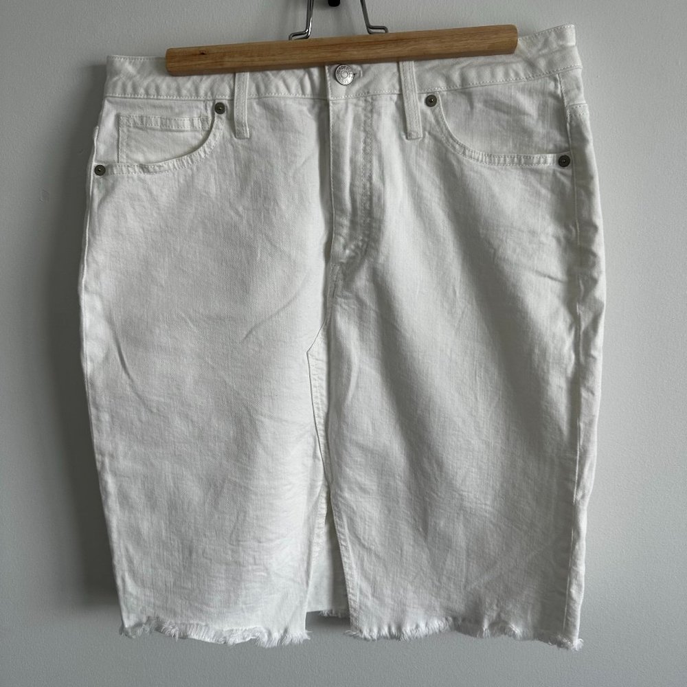 Madewell Stretch White Denim Midi Skirt - Size 29